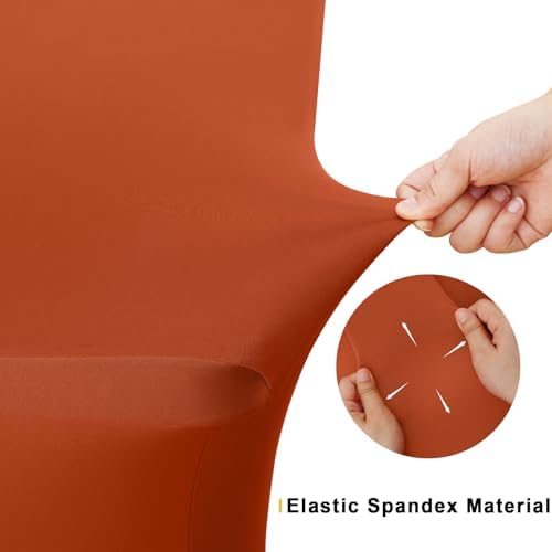 2 Pack Spandex Table Cloth 4FT, Elastic Fitted Rust Tablecloth in Rust, alternate view 4