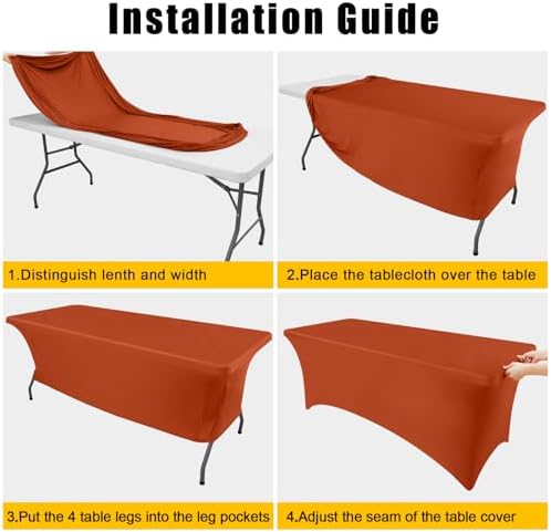 2 Pack Spandex Table Cloth 4FT, Elastic Fitted Rust Tablecloth in Rust, alternate view 5