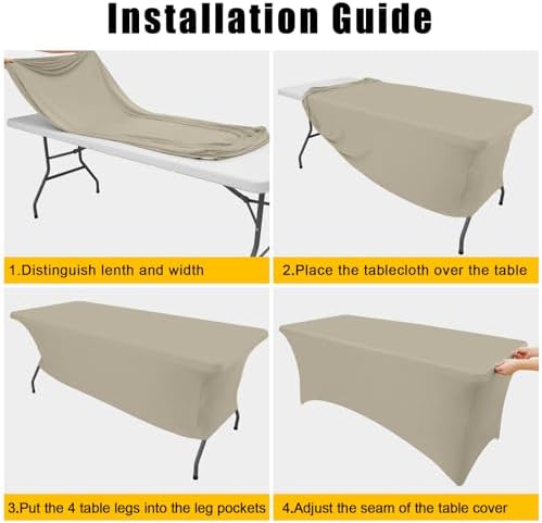 2 Pack Spandex Table Cloth 4FT, Elastic Fitted Taupe Tablecloth in Taupe, alternate view 5
