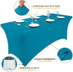 2 Pack Spandex Table Cloth 4FT, Elastic Fitted Teal Tablecloth in Teal, alternate view 2