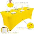 2 Pack Spandex Table Cloth 4FT, Elastic Fitted Yellow Tablecloth in Yellow, alternate view 2