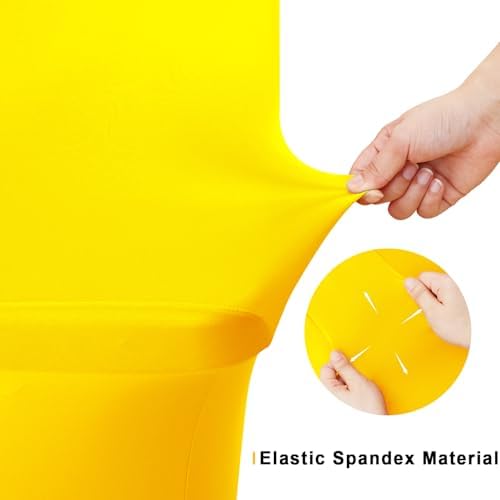2 Pack Spandex Table Cloth 4FT, Elastic Fitted Yellow Tablecloth in Yellow, alternate view 4