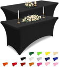 2 Pack Spandex Table Cloth 5FT, Elastic Fitted Black Tablecloth in Black