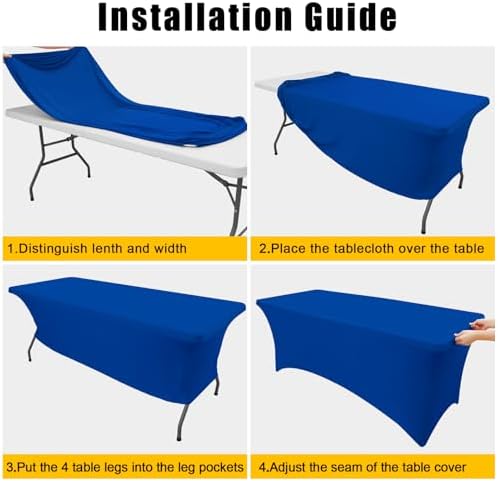 2 Pack Spandex Table Cloth 5FT, Elastic Fitted Blue Tablecloth in Blue, alternate view 5