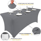 2 Pack Spandex Table Cloth 5FT, Elastic Fitted Grey Tablecloth in Grey, alternate view 2