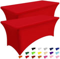 2 Pack Spandex Table Cloth 5FT, Elastic Fitted Red Tablecloth in Red