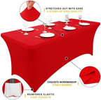2 Pack Spandex Table Cloth 5FT, Elastic Fitted Red Tablecloth in Red, alternate view 3