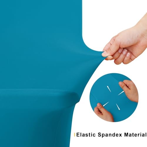 2 Pack Spandex Table Cloth 5FT, Elastic Fitted Teal Tablecloth in Teal, alternate view 4