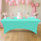 2 Pack Spandex Table Cloth 6FT, Elastic Fitted Aqua Tablecloth in Aqua, alternate view 5