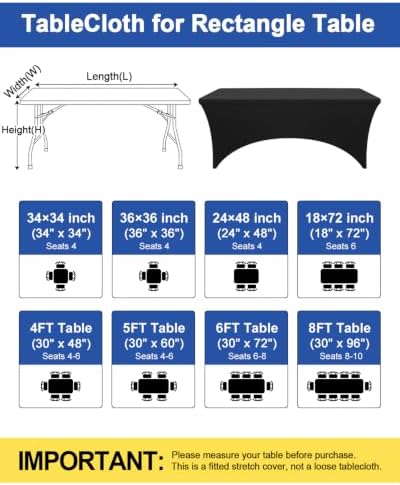 2 Pack Spandex Table Cloth 6FT, Elastic Fitted Black Tablecloth in Black, alternate view 3