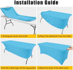 2 Pack Spandex Table Cloth 6FT, Elastic Fitted Blue Mist Tablecloth in Blue Mist, alternate view 5