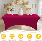 2 Pack Spandex Table Cloth 6FT, Elastic Fitted Fuchsia Tablecloth in Fuchsia, alternate view 3