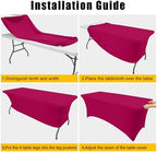2 Pack Spandex Table Cloth 6FT, Elastic Fitted Fuchsia Tablecloth in Fuchsia, alternate view 5