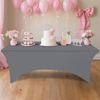 2 Pack Spandex Table Cloth 6FT, Elastic Fitted Grey Tablecloth in Grey, alternate view 6
