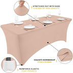 2 Pack Spandex Table Cloth 6FT, Elastic Fitted Nude Tablecloth in Nude, alternate view 2