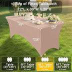 2 Pack Spandex Table Cloth 6FT, Elastic Fitted Nude Tablecloth in Nude, alternate view 6