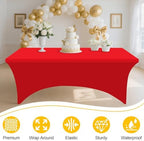 2 Pack Spandex Table Cloth 6FT, Elastic Fitted Red Tablecloth in Red, alternate view 4