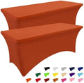 2 Pack Spandex Table Cloth 6FT, Elastic Fitted Rust Tablecloth in Rust