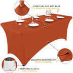 2 Pack Spandex Table Cloth 6FT, Elastic Fitted Rust Tablecloth in Rust, alternate view 2