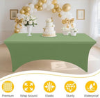 2 Pack Spandex Table Cloth 6FT, Elastic Fitted Sage Green Tablecloth in Sage Green, alternate view 2