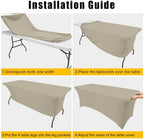2 Pack Spandex Table Cloth 6FT, Elastic Fitted Taupe Tablecloth in Taupe, alternate view 5