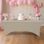 2 Pack Spandex Table Cloth 6FT, Elastic Fitted Taupe Tablecloth in Taupe, alternate view 6