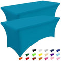 2 Pack Spandex Table Cloth 6FT, Elastic Fitted Teal Tablecloth in Teal