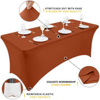 2 Pack Spandex Table Cloth 6FT, Elastic Fitted Terracotta Tablecloth in Terracotta, alternate view 2