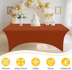 2 Pack Spandex Table Cloth 6FT, Elastic Fitted Terracotta Tablecloth in Terracotta, alternate view 3