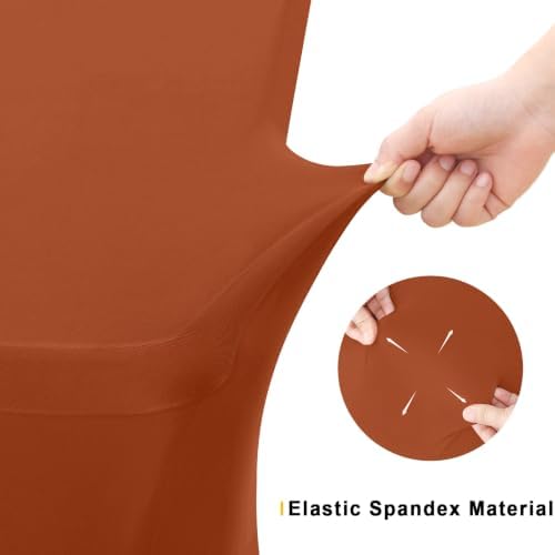2 Pack Spandex Table Cloth 6FT, Elastic Fitted Terracotta Tablecloth in Terracotta, alternate view 4