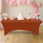 2 Pack Spandex Table Cloth 6FT, Elastic Fitted Terracotta Tablecloth in Terracotta, alternate view 6