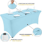 2 Pack Spandex Table Cloth 8FT, Elastic Fitted Baby Blue Tablecloth in Baby Blue, alternate view 2