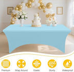 2 Pack Spandex Table Cloth 8FT, Elastic Fitted Baby Blue Tablecloth in Baby Blue, alternate view 3