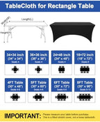 2 Pack Spandex Table Cloth 8FT, Elastic Fitted Black Tablecloth in Black, alternate view 3