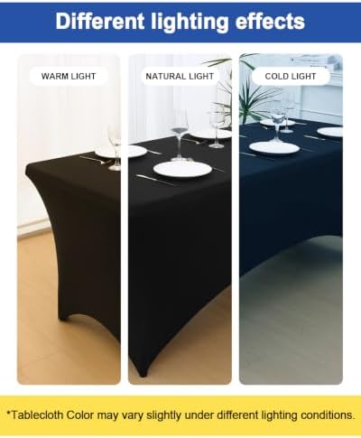 2 Pack Spandex Table Cloth 8FT, Elastic Fitted Black Tablecloth in Black, alternate view 7