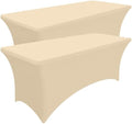 2 Pack Spandex Table Cloth 8FT, Elastic Fitted Champagne Tablecloth in Champagne