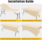 2 Pack Spandex Table Cloth 8FT, Elastic Fitted Champagne Tablecloth in Champagne, alternate view 4