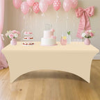 2 Pack Spandex Table Cloth 8FT, Elastic Fitted Champagne Tablecloth in Champagne, alternate view 5