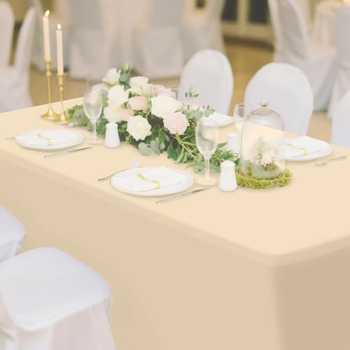 2 Pack Spandex Table Cloth 8FT, Elastic Fitted Champagne Tablecloth in Champagne, alternate view 6