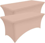 2 Pack Spandex Table Cloth 8FT, Elastic Fitted Nude Tablecloth in Nude