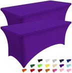 2 Pack Spandex Table Cloth 8FT, Elastic Fitted Purple Tablecloth in Purple