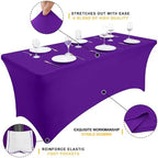 2 Pack Spandex Table Cloth 8FT, Elastic Fitted Purple Tablecloth in Purple, alternate view 3