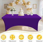 2 Pack Spandex Table Cloth 8FT, Elastic Fitted Purple Tablecloth in Purple, alternate view 4