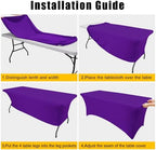 2 Pack Spandex Table Cloth 8FT, Elastic Fitted Purple Tablecloth in Purple, alternate view 6