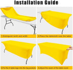 2 Pack Spandex Table Cloth 8FT, Elastic Fitted Yellow Tablecloth in Yellow, alternate view 6