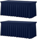 2 Pack Spandex Table Covers 6 FT, Elastic Fitted Stretch Table Skirts for Rectangle Tables, Wrinkle Resistant