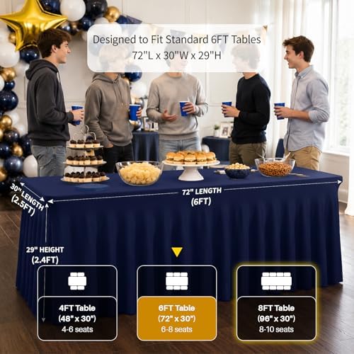 2 Pack Spandex Table Covers 6 FT, Elastic Fitted Stretch Table Skirts for Rectangle Tables, Wrinkle Resistant, alternate view