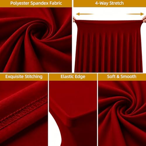 2 Pack Spandex Table Covers 8 FT, Elastic Fitted Stretch Table Skirts for Rectangle Tables, Wrinkle Resistant, alternate view