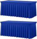 2 Pack Spandex Table Covers 8 FT, Elastic Fitted Stretch Table Skirts for Rectangle Tables, Wrinkle Resistant