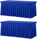 2 Pack Spandex Table Covers 8 FT, Elastic Fitted Stretch Table Skirts for Rectangle Tables, Wrinkle Resistant